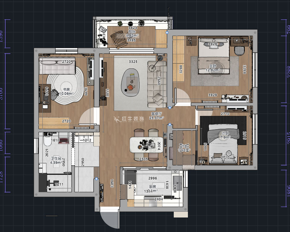 熊皓宇｜阳光广场小区1-803-100㎡-原木风｜3室2厅1厨1卫1阳台｜老房装修｜定制家｜全包14